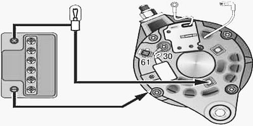 Как проверить диодный мост генератора Ваз 2110 при помощи лампочки шаг 2