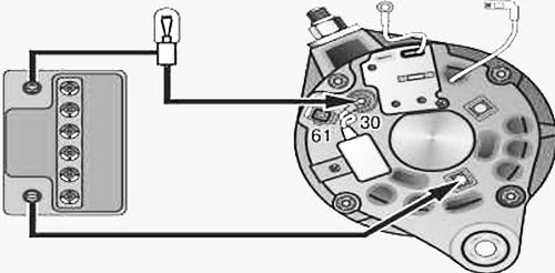 Как проверить диодный мост генератора Ваз 2110 при помощи лампочки шаг 3