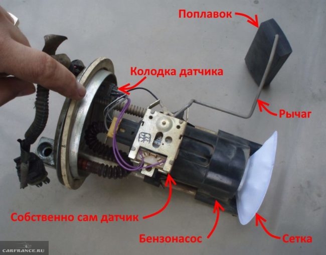 Основные части топливного насоса от автомобиля ВАЗ-2110